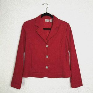 Chico's Women's 0 Small Red Jacket Light Weight Crinkle Fabric Packable